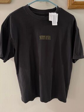 NIRVANA Black Short-Sleeve Tee with Gold Logo